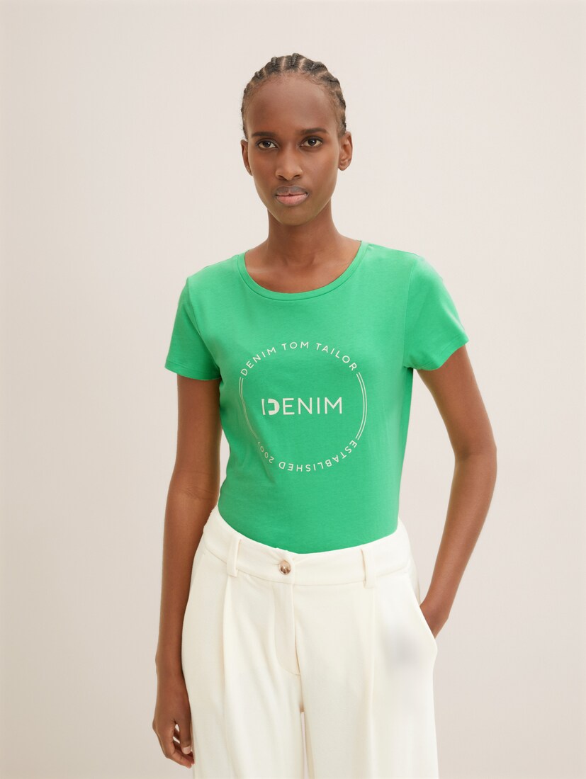 Discount Tom Tailor T-Shirts - With Womens A Logo Green Print